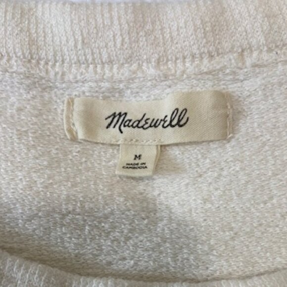 Madewell Cropped Ivory Sweatshirt w/Elbow Patches Size Medium NWOT - Picture 6 of 9